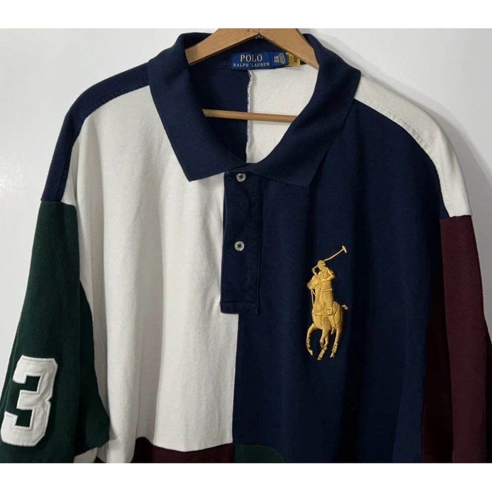 Mens Ralph Lauren Polo Shirt Big & Tall Color-block Large Polo Pony #3 3XB EC